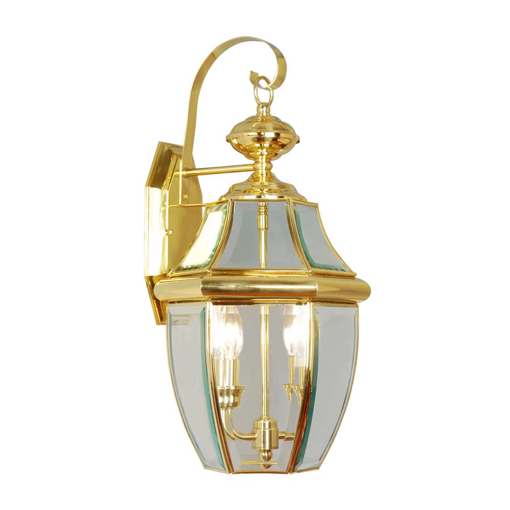 Livex Lighting 2251-02 Monterey Outdoor Wall Lantern in Polished Brass 